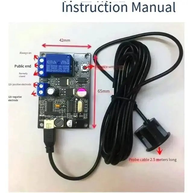 Alt view image 2 of 3 - 12V Ultrasonic Ranging Module 250CM Proximity Sensor Obstacle Avoidance Sensor Relay Output