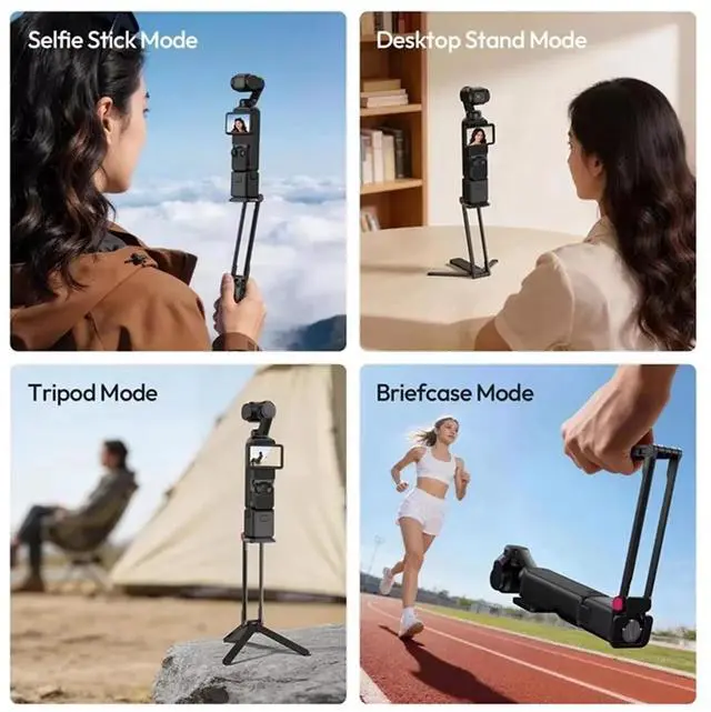Alt view image 2 of 3 - MA66 Magnetic Quick Release Tripod for Pocket 3 Foldable Selfie Stick Handle Tripod with Hidden Hook for Travel