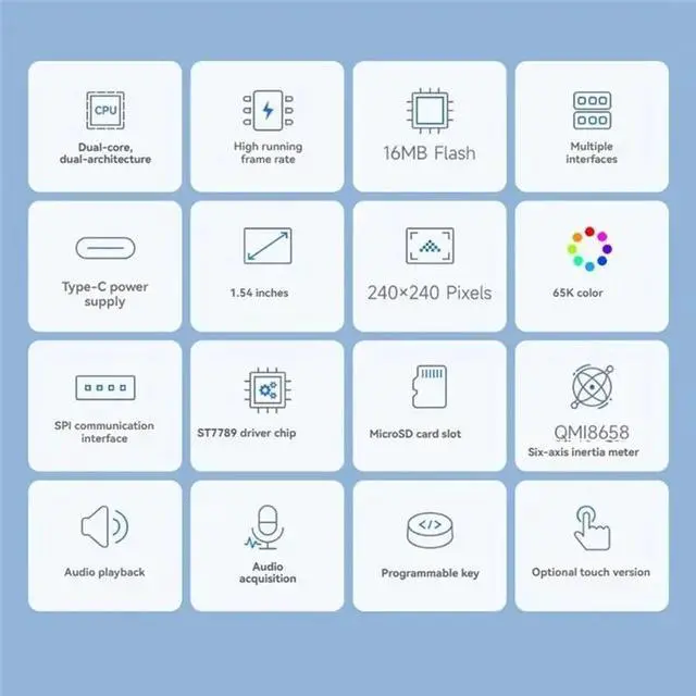 Alt view image 2 of 6 - RP2350 Development Board 1.54Inch Touchscreen 240X240 Pixels 65K Color Type-C 2.4Ghz Wi-Fi Supports Voice Interaction