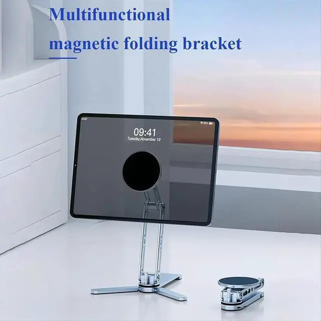 Alt view image 2 of 3 - 2-in-1 for Phone Tablet Holder Stand Selfie Stick Aluminum 360°Rotatable Foldable for Travel&Desktop