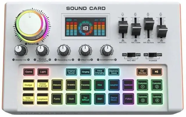 Alt view image 3 of 3 - External Live Sound Card, Audio Mixer Board, for Live Streaming Music Recording Karaoke Singing Gaming Y300