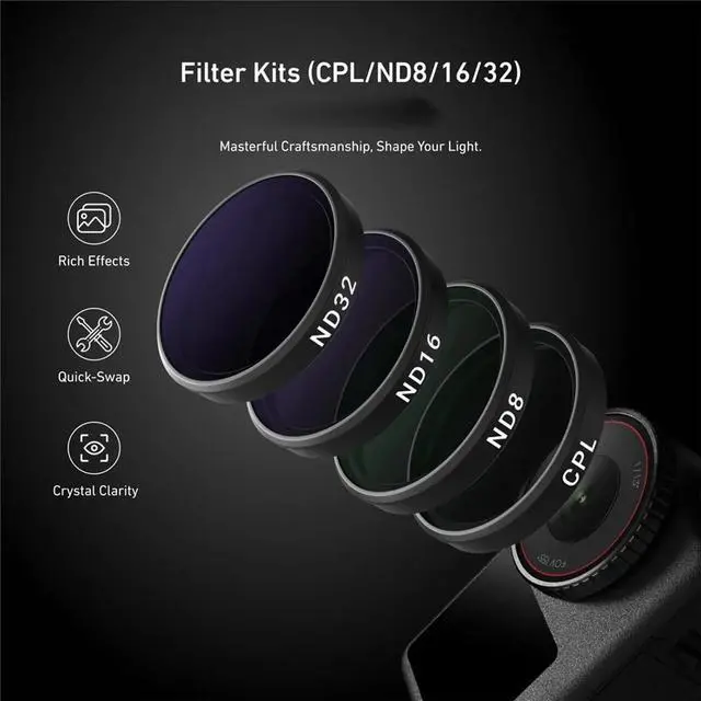 Main image of CPL ND8 ND16 ND32 Quick Release Lens Filter Set for Action 6 Camera,Filter Frame Kit Camera Accessories