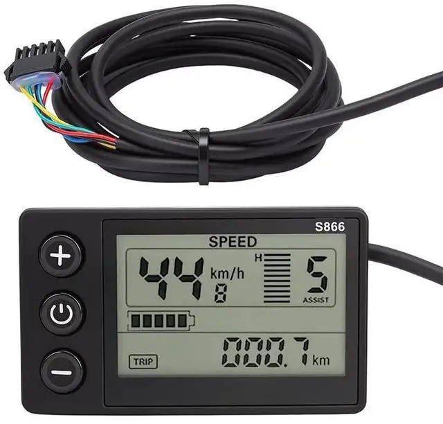 Main image of S866 For 36V Electric Bicycle Display LCD Meter, Speedometer, Odometer, Control Panel 0.9In Handlebars Black