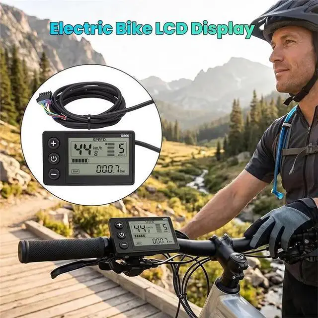Alt view image 2 of 3 - S866 For 36V Electric Bicycle Display LCD Meter, Speedometer, Odometer, Control Panel 0.9In Handlebars Black