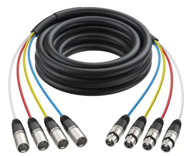 Alt view image 2 of 3 - 4 Channel XLR Snake Cable Male to Female 2m with Color-Marked Connectors for Microphone Professional Stage Studio Live