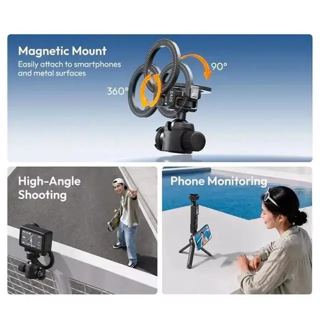 Alt view image 3 of 6 - IDUD EA05 Compact Tripod Heads Head 3-In-1 Ball Head Versatile 360° Adjustment For Action Camera Phones