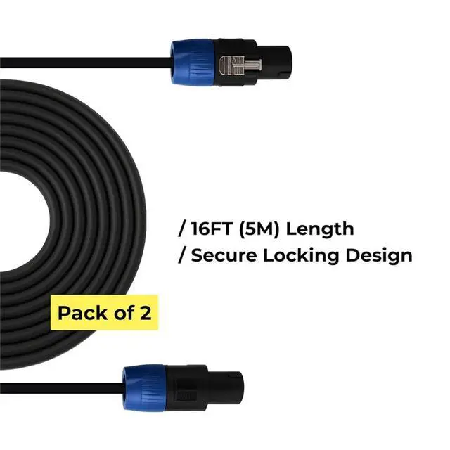 Alt view image 3 of 6 - 2 Pack Speakon Cables 16FT Speaker Cable Heavy-Duty Speaker Cord for Amps, PA Systems, DJ & Stage Audio