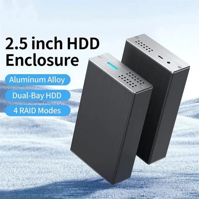 Main image of 2.5 Inch Dual Bay Hard Drive Enclosure USB3.0 to 2.5" SATA I/II/III HDDs SSDs External Enclosure Support UASP