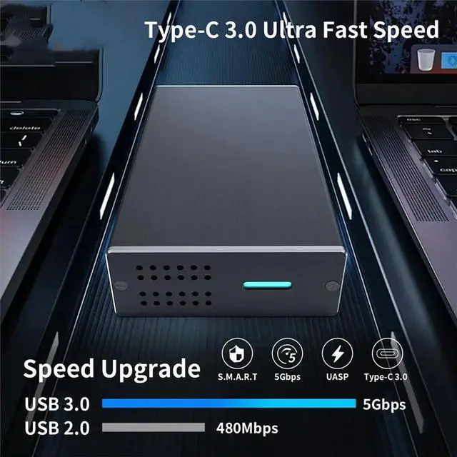 Alt view image 3 of 3 - 2.5 Inch Dual Bay Hard Drive Enclosure USB3.0 to 2.5" SATA I/II/III HDDs SSDs External Enclosure Support UASP