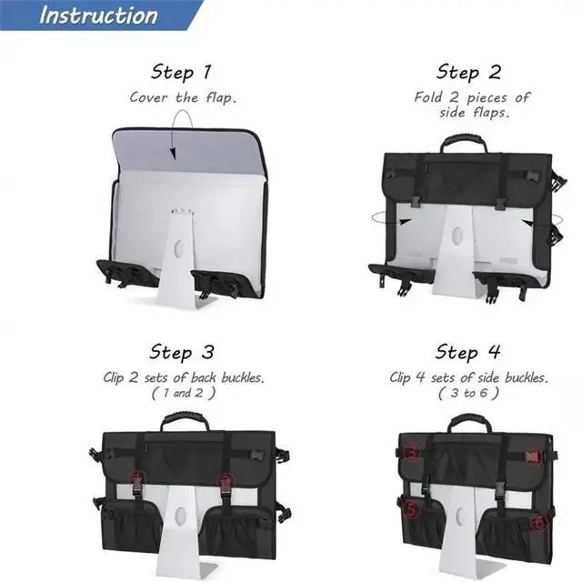 Alt view image 2 of 6 - 27" Monitors Carrying Case Protective Storage Case Monitor Protective Travel Bag Computer Monitor Bag