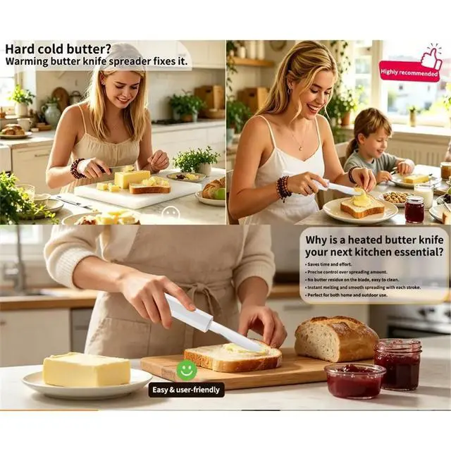 Alt view image 3 of 6 - Electric Heated Butter Knife - Stainless Steel Butter Spreader for Spreading Butter, Cream Cheese, and Toast