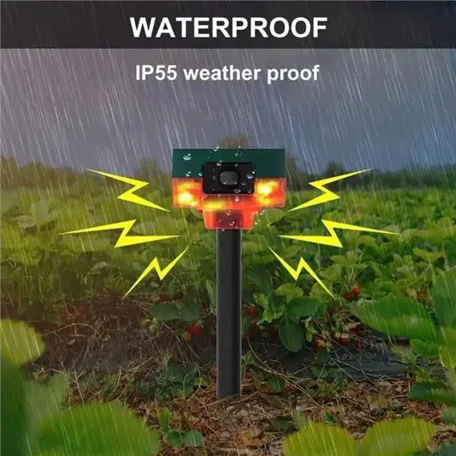 Alt view image 2 of 6 - Solar Infrared Motion Sensor Waterproof Outdoor Animal Repeller 129Db Dog Barking Sound Alarm Motion Sensor