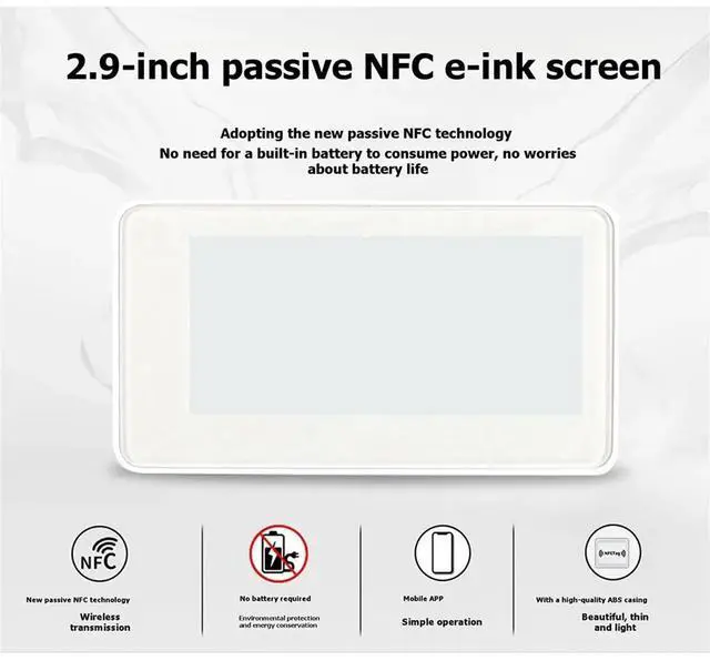 Main image of 2.9inch Passive NFC-Powered E-Paper Display Battery-Free NFC Tag Screen Low Power E Ink Module for Smart Labels IoT