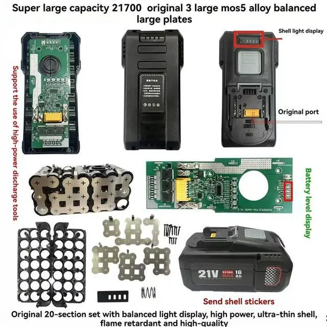 Alt view image 3 of 3 - 20Core Storage Box Case for BL1830 BL1850 1860 with 21700 Equalizer Circuit Protection Board
