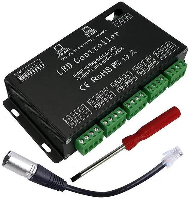 Alt view image 2 of 6 - 12 Channel Decoder RGB LED Controller 60A PWM DMX512 Dimmer Driver for RGB LED Strip and LED Module Light DC12V-24V
