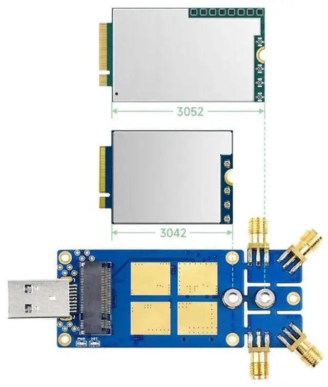 Alt view image 2 of 3 - 5G DONGLE Adapter Expansion Board Blue With Four Antennas For Raspberry Pi Jetson Nano