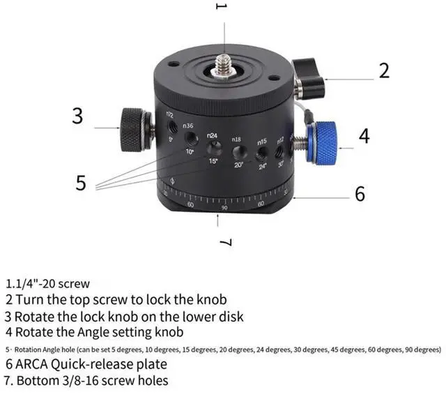 Alt view image 2 of 3 - Panoramic Tripod Head 360 Degree Turn Indexing Rotator, Panoramic Camera Head for Seamless Multi-Row Panoramic Shoots