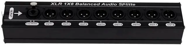 Alt view image 2 of 3 - XLR 1x8 Balanced Audio Splitter 1 in 8 Out 3 Pin XLR Audio Splitter Audio Signal Splitter Box One Loop Output Audio Box