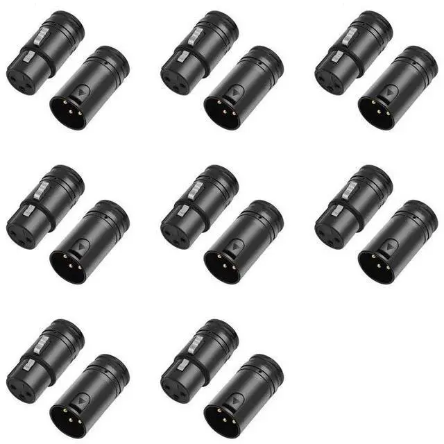 Main image of 16X Male & Female Compact XLR Microphone Solder Adapter Adjustable 90° 3Pin XLR Solder Connector 3 PIN XLR Ends