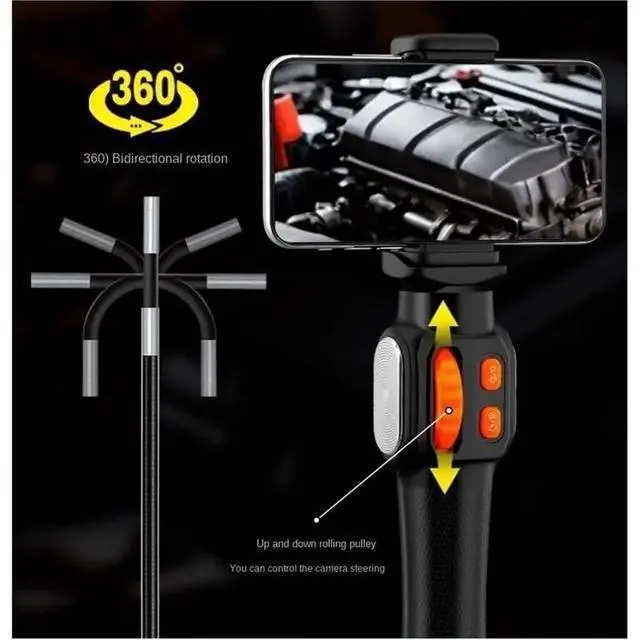 Alt view image 2 of 3 - Articulated HD For Car Endoscope Inspection Camera 360 Degree Rotation 6.0Mm Lens For IOS Android 1080P Borescope