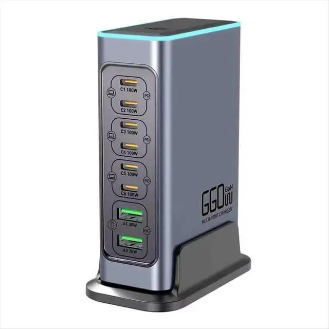 Alt view image 2 of 3 - 660W GaN Charger USB C Fast Desktop 8-Port USB Type C PD Charger 3.0 Fast Charger for 16/15 for EU-PLUG