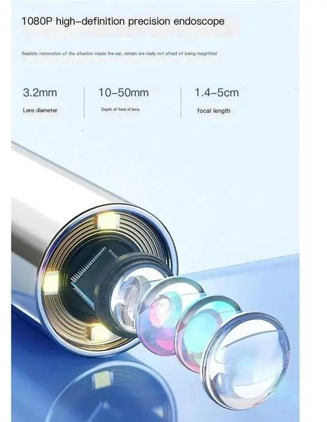 Alt view image 2 of 3 - 1080P Endoscope Ear Camera With 4 LED Lights 10 Colorful Accessories- For Ear, Nose, Skin Care