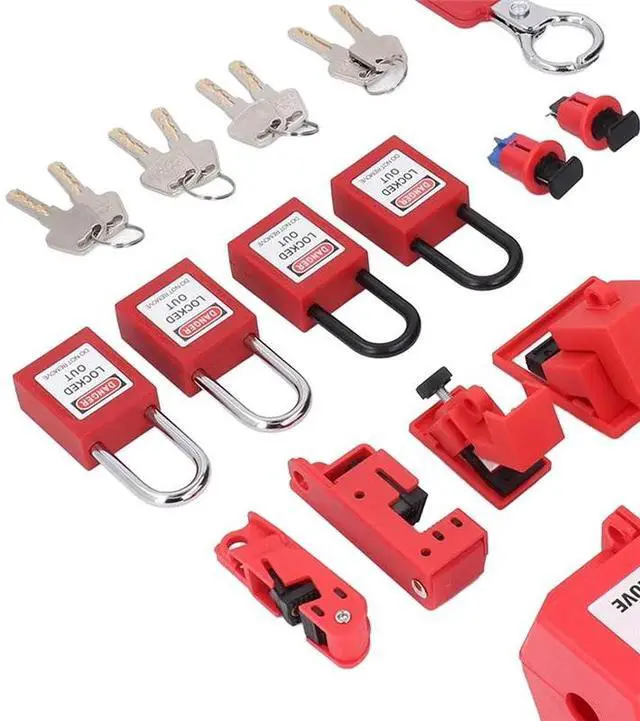 Alt view image 3 of 6 - IDUD Electrical Lockout Tagout Kit, Universal Clamp On Circuit Breaker Lockouts Loto-Safety Locks Hanging Tags Set