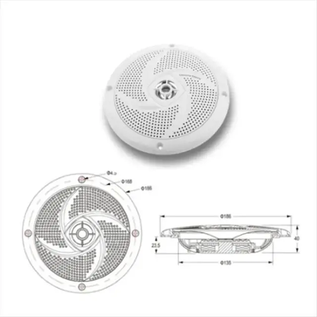 Alt view image 2 of 3 - 6.5Inch Marine Speaker Waterproof 60W Boat Speaker Audio Amplifier Loudspeaker with Cable for Boat Marine Car RV Sound
