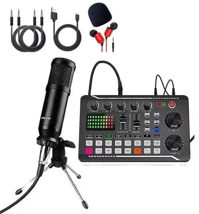 Main image of F998 Sound Card Podcast Equipment Bundle,With Microphone Set ,Music/Recording Live Streaming For DJ Disco Device B