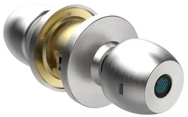 Main image of Tuya Fingerprint Safe Electronic Lock Door Handle Stainless Steel Round Knob Rotation Lock Doorknob