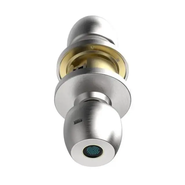Alt view image 3 of 3 - Tuya Fingerprint Safe Electronic Lock Door Handle Stainless Steel Round Knob Rotation Lock Doorknob