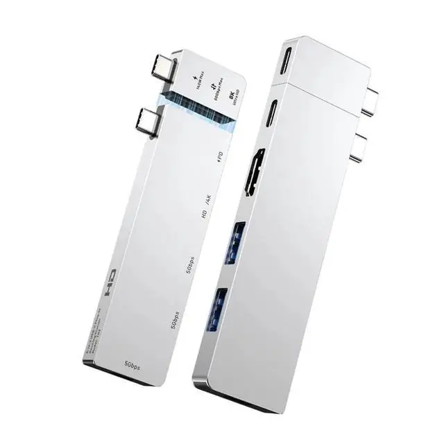 Alt view image 3 of 3 - USB C Plug-in Hub 6 in 2 4 80Gbps 8K Dock Station for Pro Air USB 3.0 HUB -Compatible 4K60Hz
