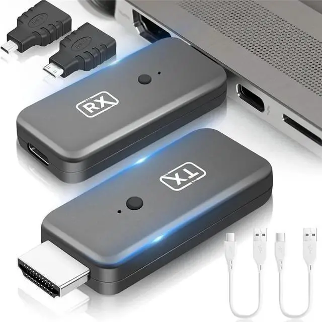 Alt view image 2 of 3 - -Compatible Transmitter Receiver Adapter For Video And Audio Streaming To Monitor From TV Box/PC/Laptop