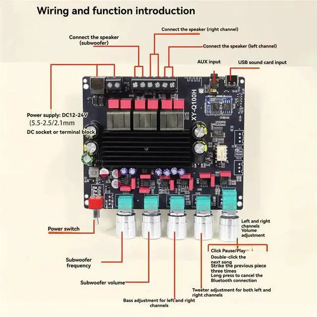 Alt view image 2 of 3 - Q100H Bluetooth Digital Amplifier Board 2.1 Channel 50Wx2+ 100W Subwoofer Amplifier Board TPA3116 Supports For Qualcomm Apt