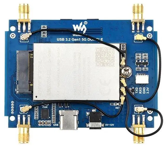 Main image of USB 3.2 Gen1 5G DONGLE Expansion Board with 4 Antennas Aluminum Alloy Shell Supports M.2 Key B Interface