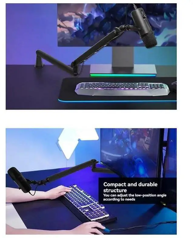 Alt view image 2 of 3 - Mic Stand Desk, Heavy Duty Boom Bear With Desk Mount Clamp, Adjustable Microphone Stand Desk, Desk Mic Stand