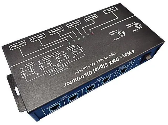 Main image of AC100V-240V Input DMX512 1 To 4 Hub DMX Signal Repeater Splitter 4 XLR-3 Output Distributor Power Amplifier EU Plug