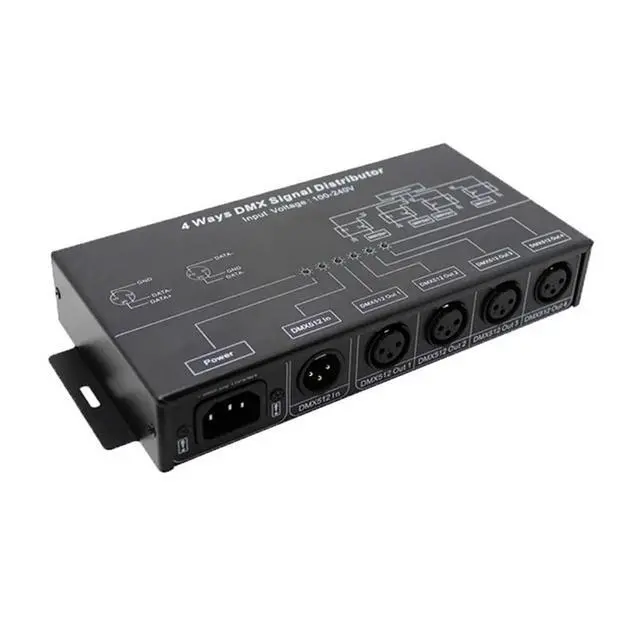 Alt view image 2 of 6 - AC100V-240V Input DMX512 1 To 4 Hub DMX Signal Repeater Splitter 4 XLR-3 Output Distributor Power Amplifier EU Plug