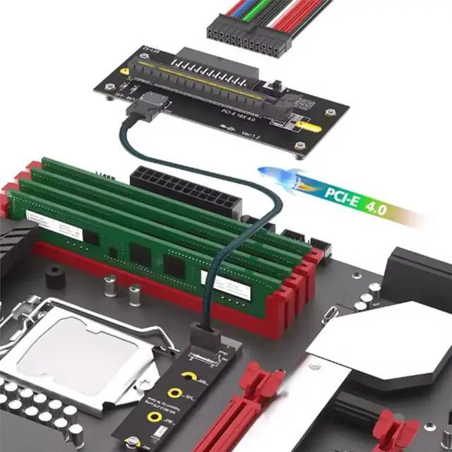 Main image of M 2 to PCIE 4.0 X16 Riser Cable with Oculink SFF-8612/8611 32G/Bps for M2 SSD M-Key 2242 2260 2280 PWR ATX 24PIN Power