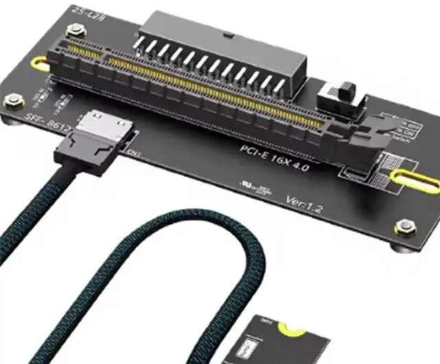 Alt view image 2 of 3 - M 2 to PCIE 4.0 X16 Riser Cable with Oculink SFF-8612/8611 32G/Bps for M2 SSD M-Key 2242 2260 2280 PWR ATX 24PIN Power