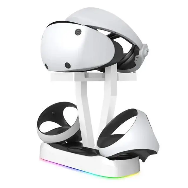 Alt view image 2 of 3 - For PS VR2 Charging Station with Colorful RGB Light and Headset Holder,VR Game Controller Charging Dock Charging Stand