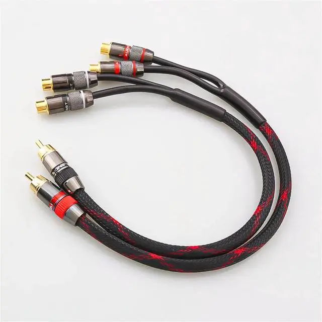 Main image of HiFi Y Splitter Audio Cable Male to 2 Female Plug Connector Adapters Cable Wire Cord for Amplifer 0.5m