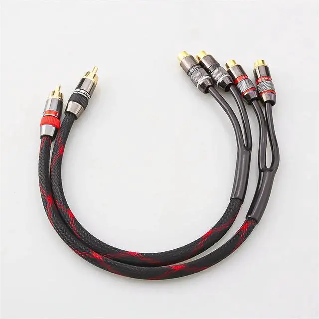 Alt view image 2 of 3 - HiFi Y Splitter Audio Cable Male to 2 Female Plug Connector Adapters Cable Wire Cord for Amplifer 0.5m