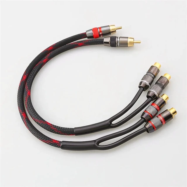 Alt view image 3 of 3 - HiFi Y Splitter Audio Cable Male to 2 Female Plug Connector Adapters Cable Wire Cord for Amplifer 0.5m