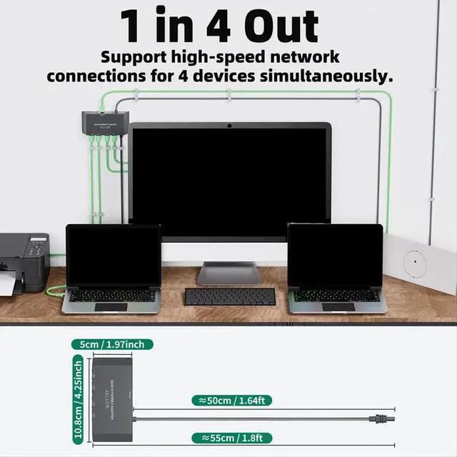 Alt view image 3 of 3 - Upgraded 4 Ports Gigabit for Mini Ethernet Adapter for Dish Antenna Satellite Internet