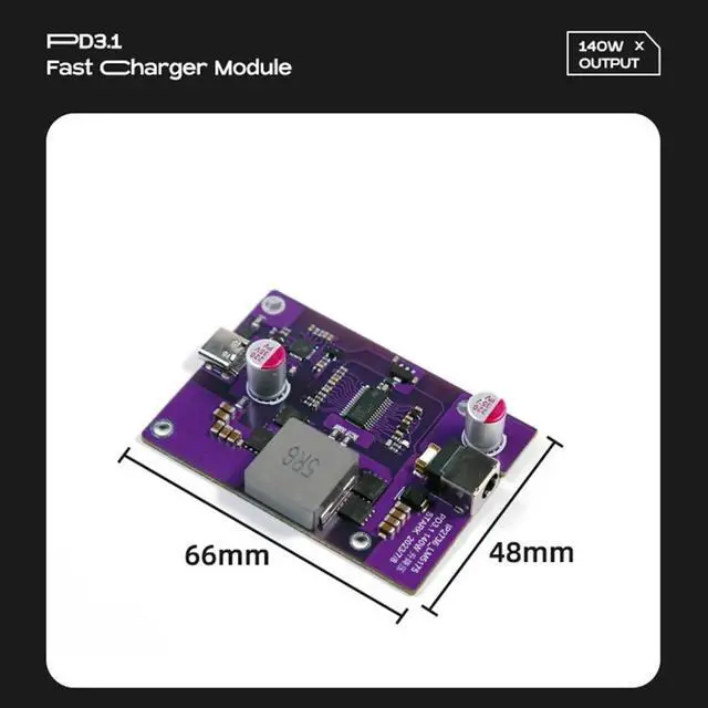 Alt view image 3 of 3 - 140W Fast Charging Desktop Charger 12-32V -Boost DC5.5X2.5mm to PD3.1 Conversion Module Type-C Output High Power, C1