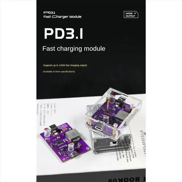 Alt view image 2 of 3 - 140W Fast Charging Desktop Charger 12-32V -Boost DC5.5X2.5mm to PD3.1 Conversion Module Type-C Output High Power, C1