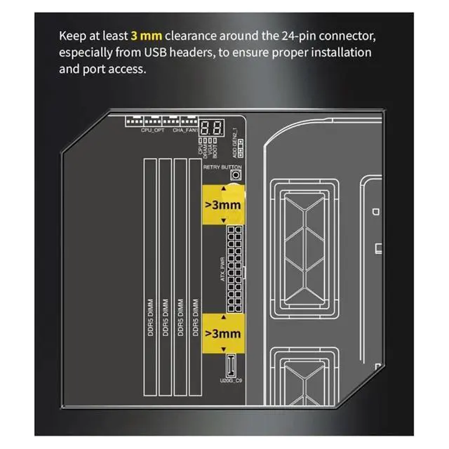 Alt view image 2 of 3 - 24-Pin 90-Degree Bendable Modular Cable ARGB Lighting Synchronization Fully Modular 5V 30CM Black