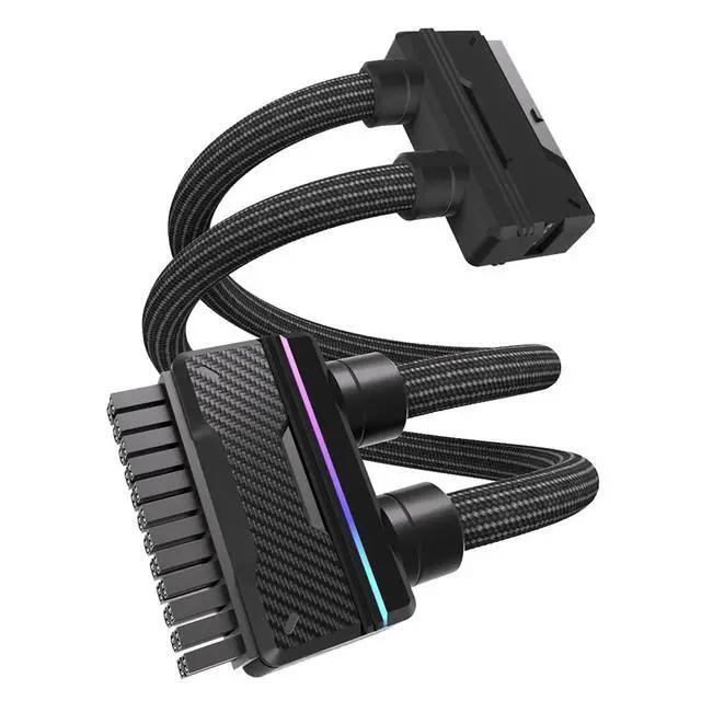 Alt view image 3 of 3 - 24-Pin 90-Degree Bendable Modular Cable ARGB Lighting Synchronization Fully Modular 5V 30CM Black