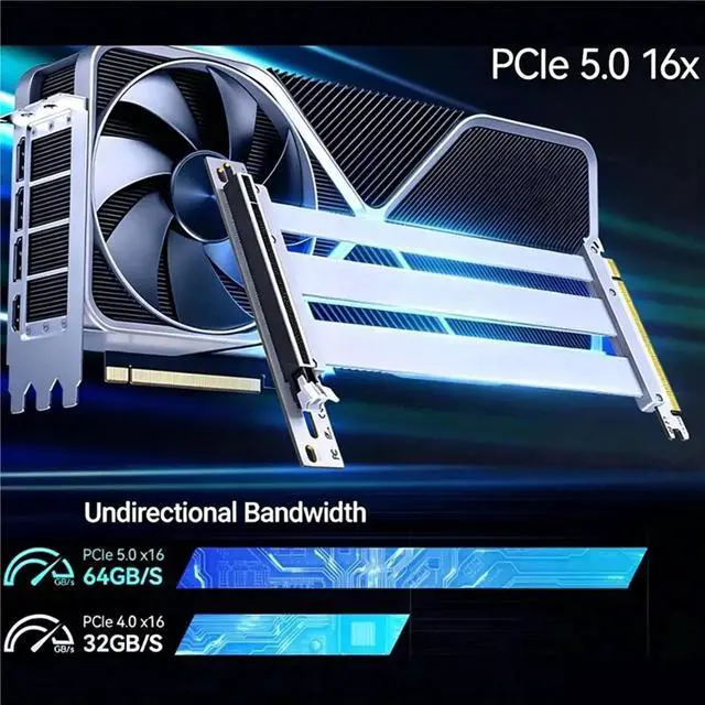 Alt view image 2 of 3 - PCIe 5.0 X16 Riser Cable Compatible with PCIe 5.0 GPU 90 Degree Slot GPU Extension for 5090 20cm